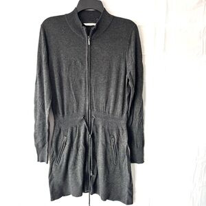 NWOT Soft Surroundings Dark Gray Blackish Heathered Knit long Sleeve Dress SZ S